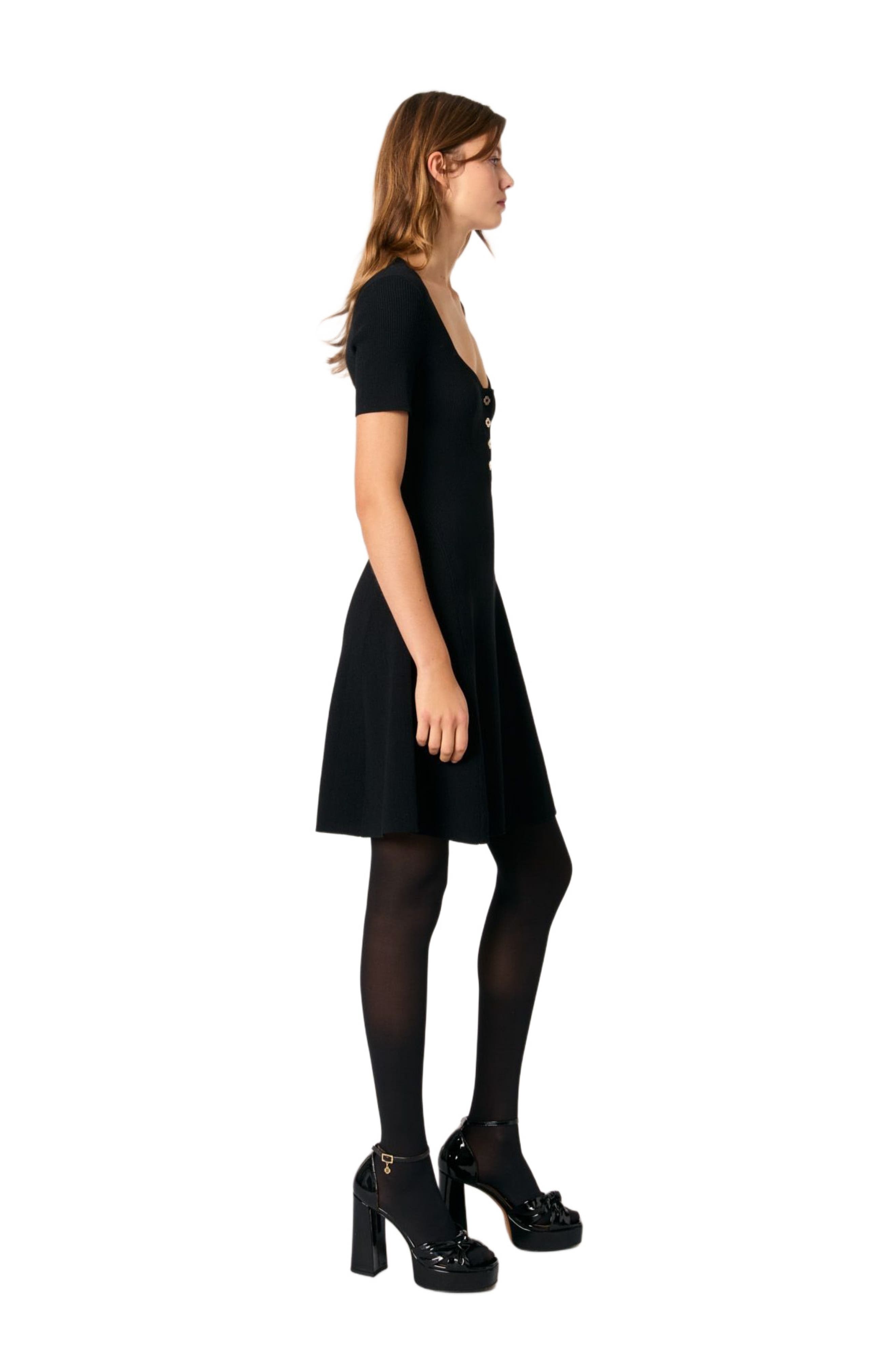 maje Rib knit short dress in Black at Nordstrom - 3