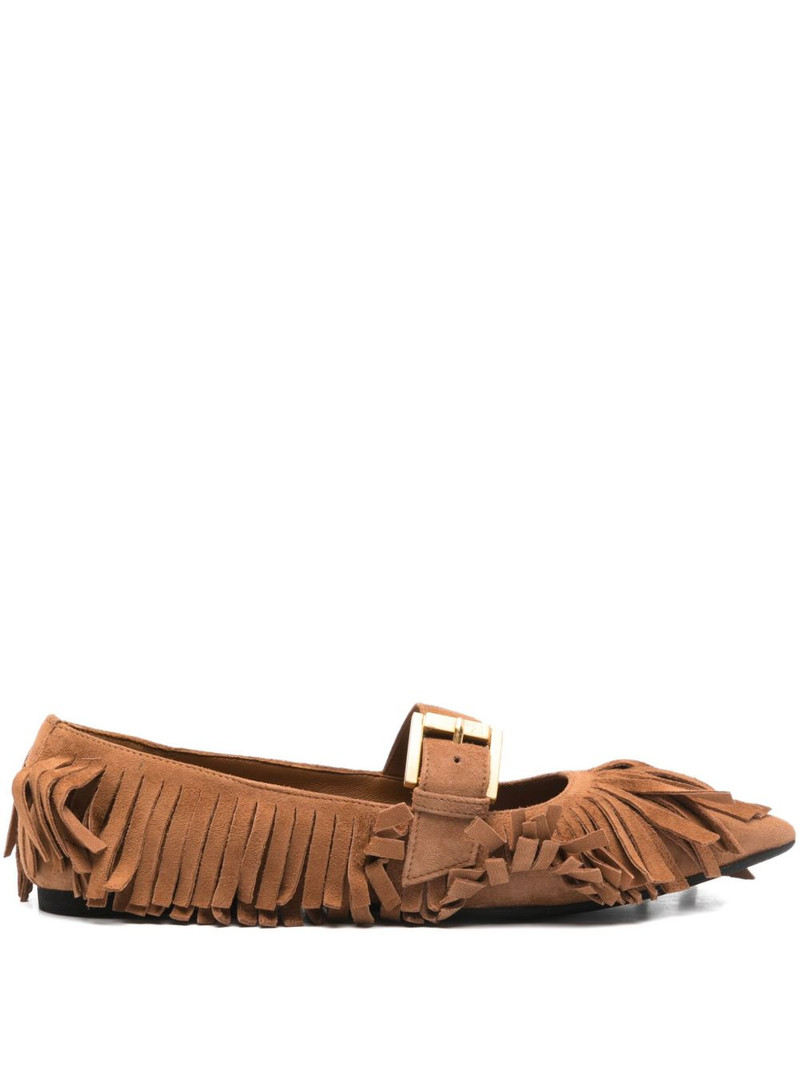fringed buckle-fastening ballet flats 1