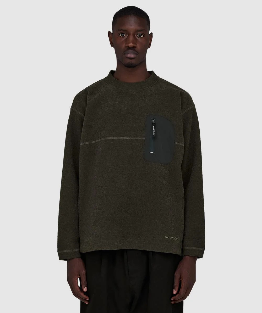PE warm pile crewneck sweater - 1
