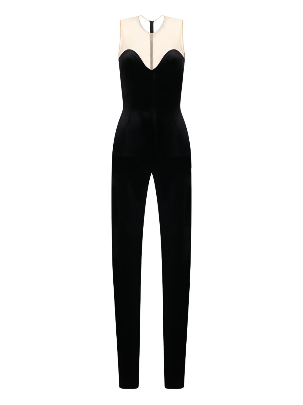 wave-neckline panelled jumpsuit - 1