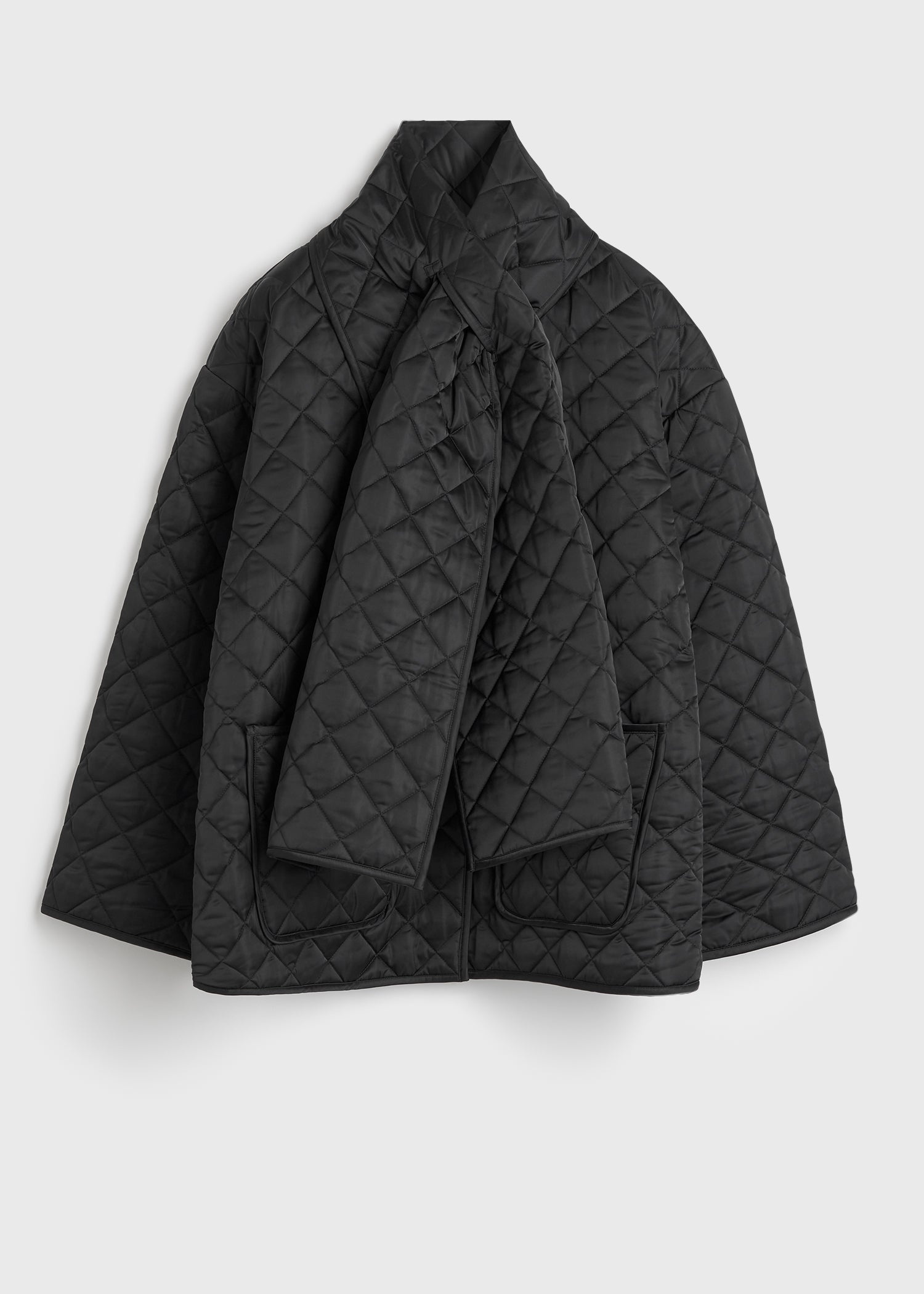 Quilted scarf jacket black - 1