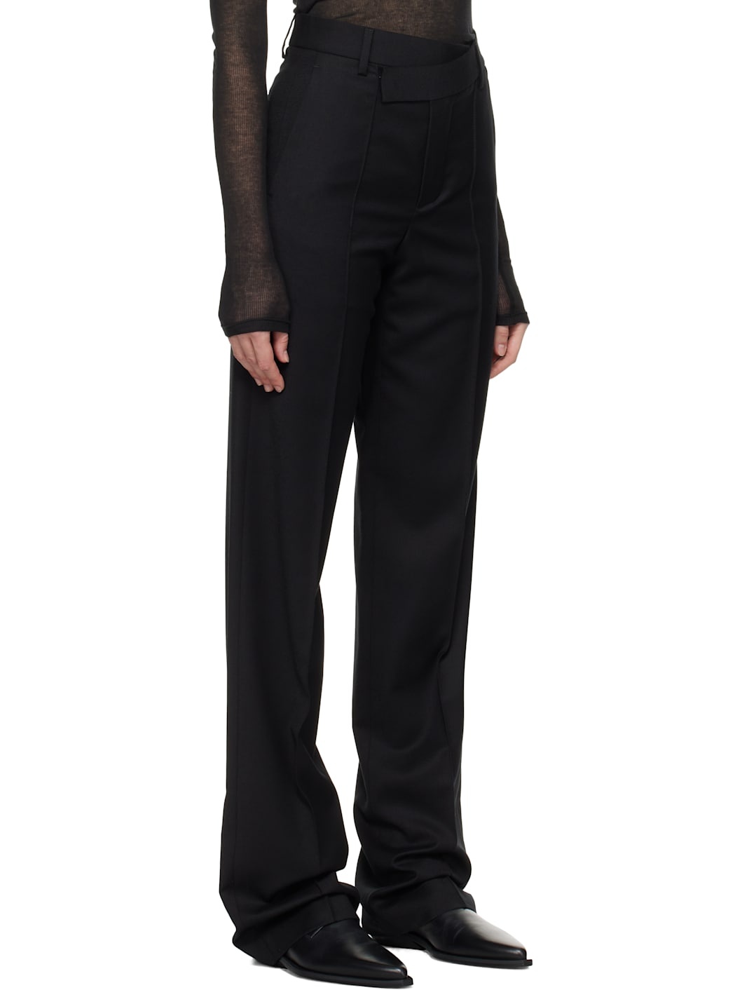 Black Vanja Asymmetric Trousers - 2