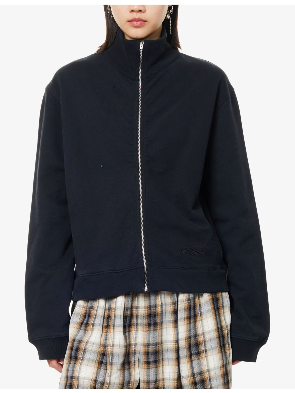 High-Neck Embroidered-Logo Cotton-Jersey Sweatshirt - 3