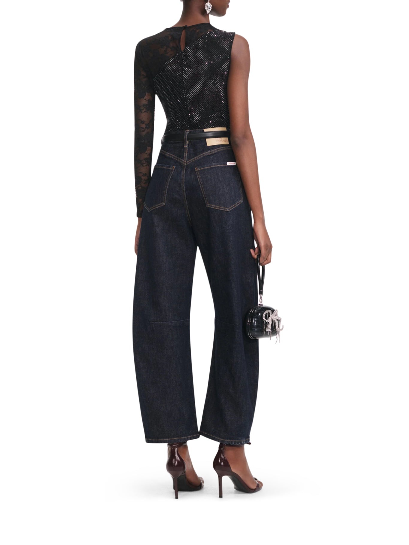 TOP WITH RHINESTONE AND LACE SLEEVES - 4