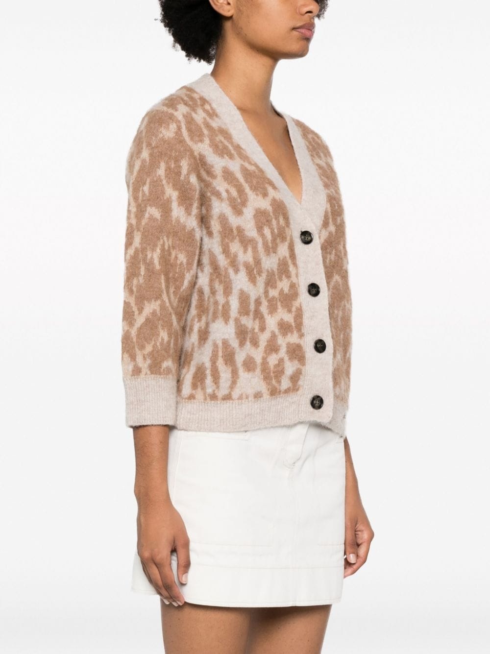 leopard-jacquard cardigan - 3