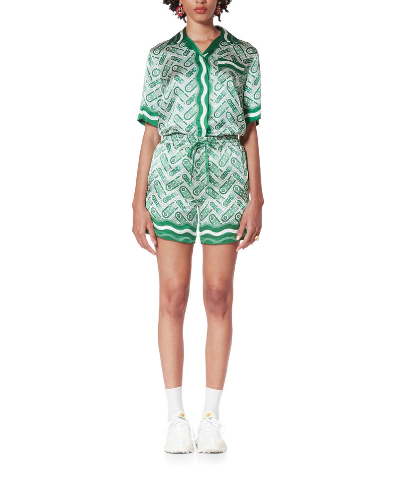 CASABLANCA Ping Pong Monogram Silk Shorts outlook