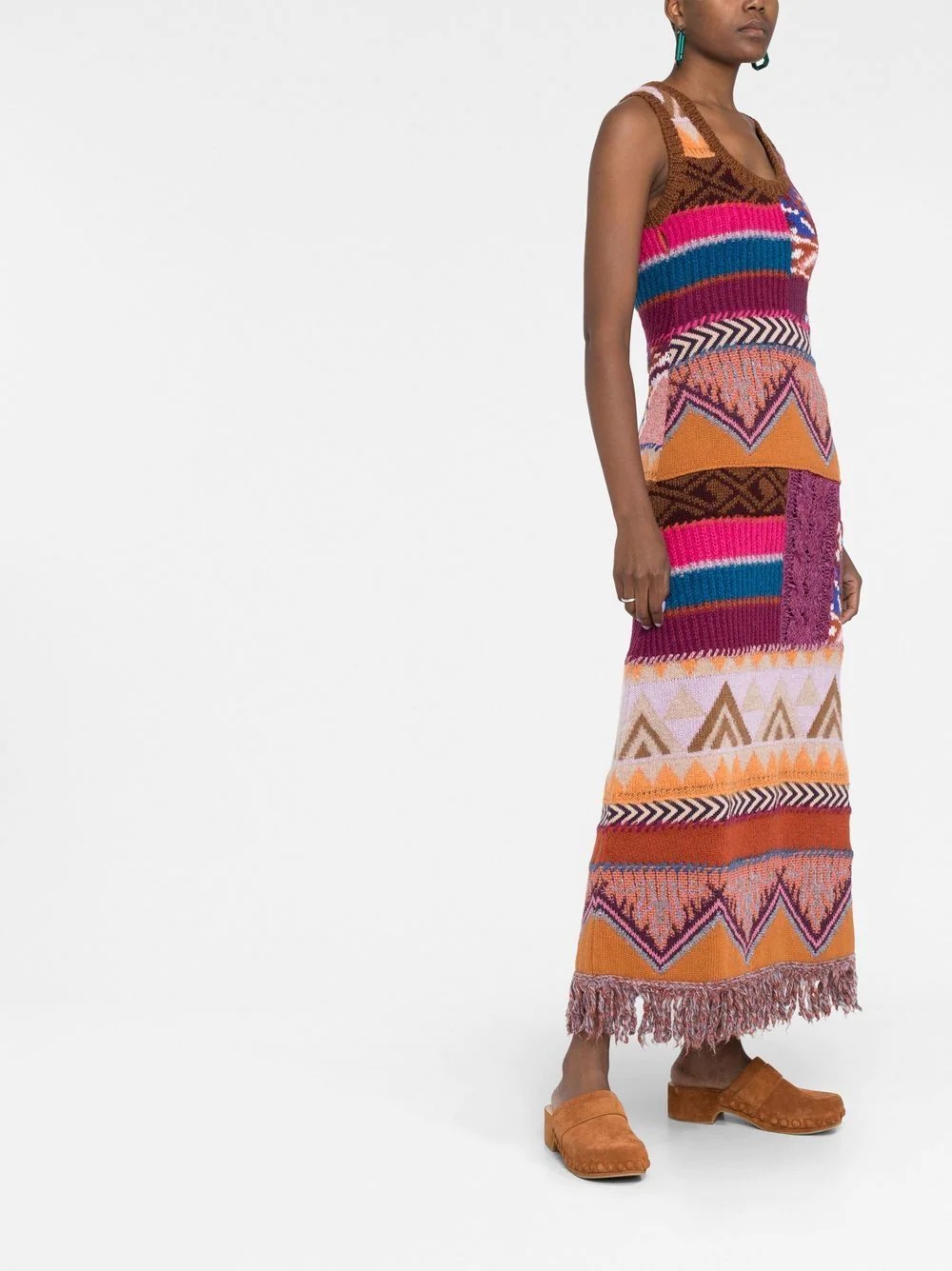 intarsia knit long dress - 6