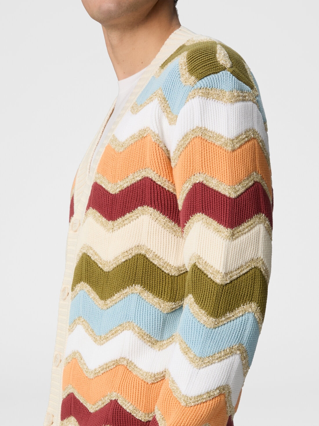 Cardigan with macro zigzag and mélange details - 5