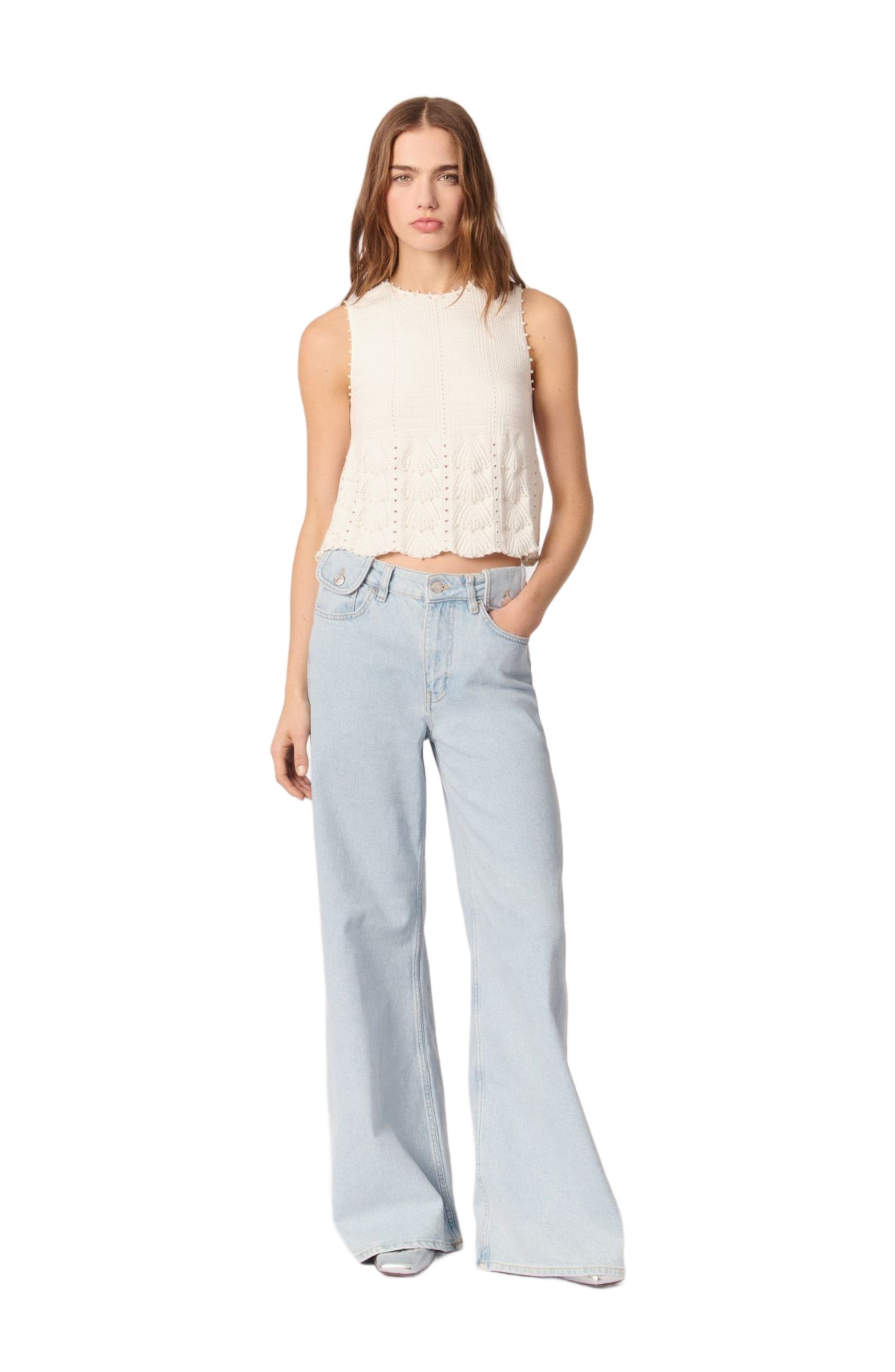 maje Faded wide-leg jeans in Light Blue at Nordstrom - 1
