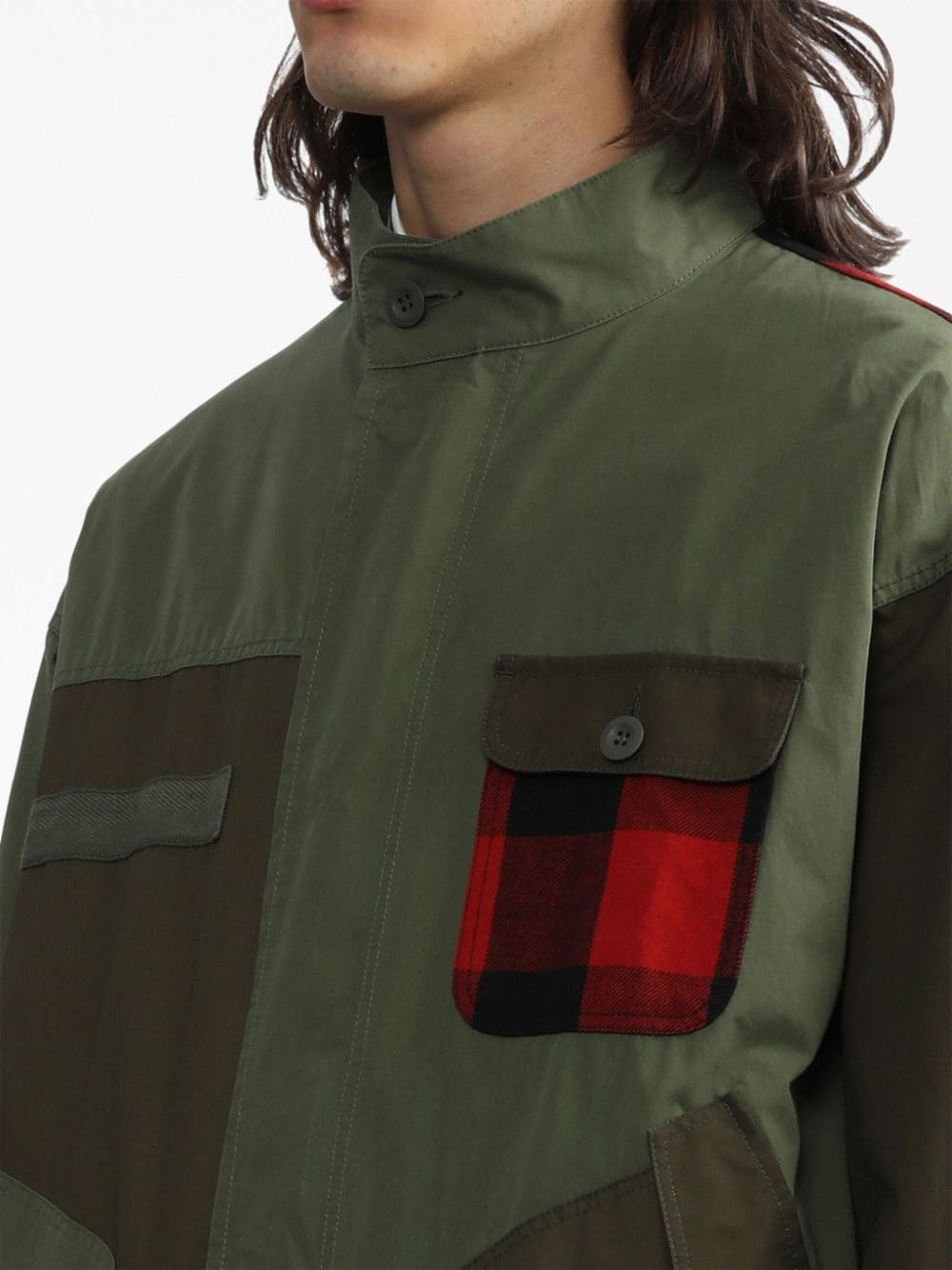 panelled mid-length parka coat - 5