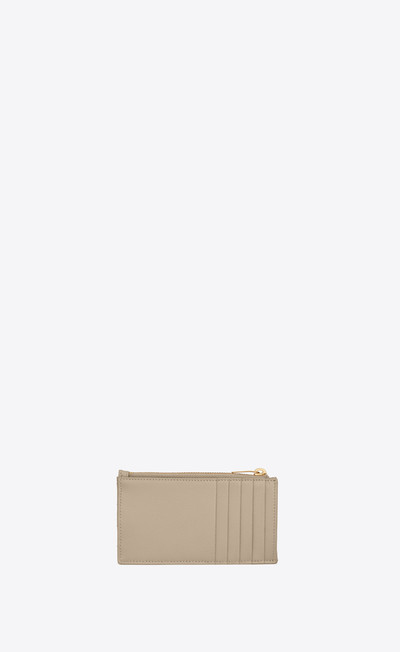 SAINT LAURENT monogram fragments zippered card case in grain de poudre embossed leather outlook