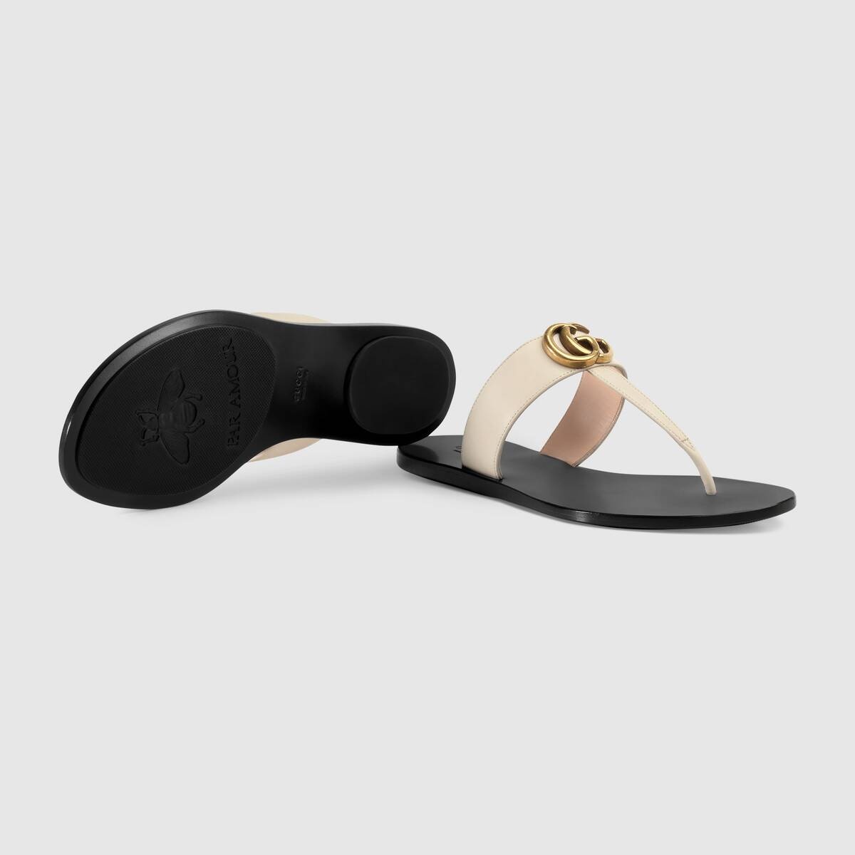 Leather thong sandal with Double G - 5