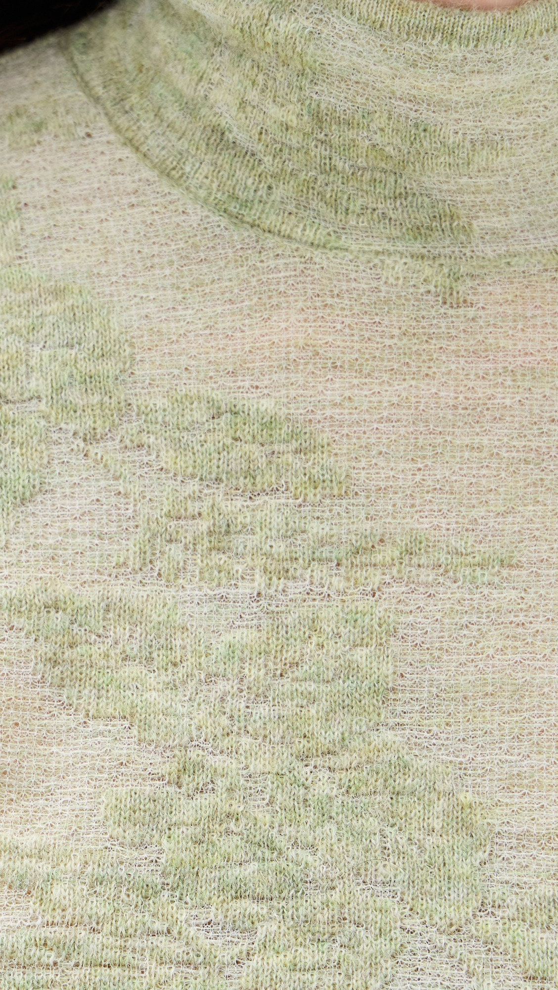 Sheer Flower Jacquard Mock Neck - 5