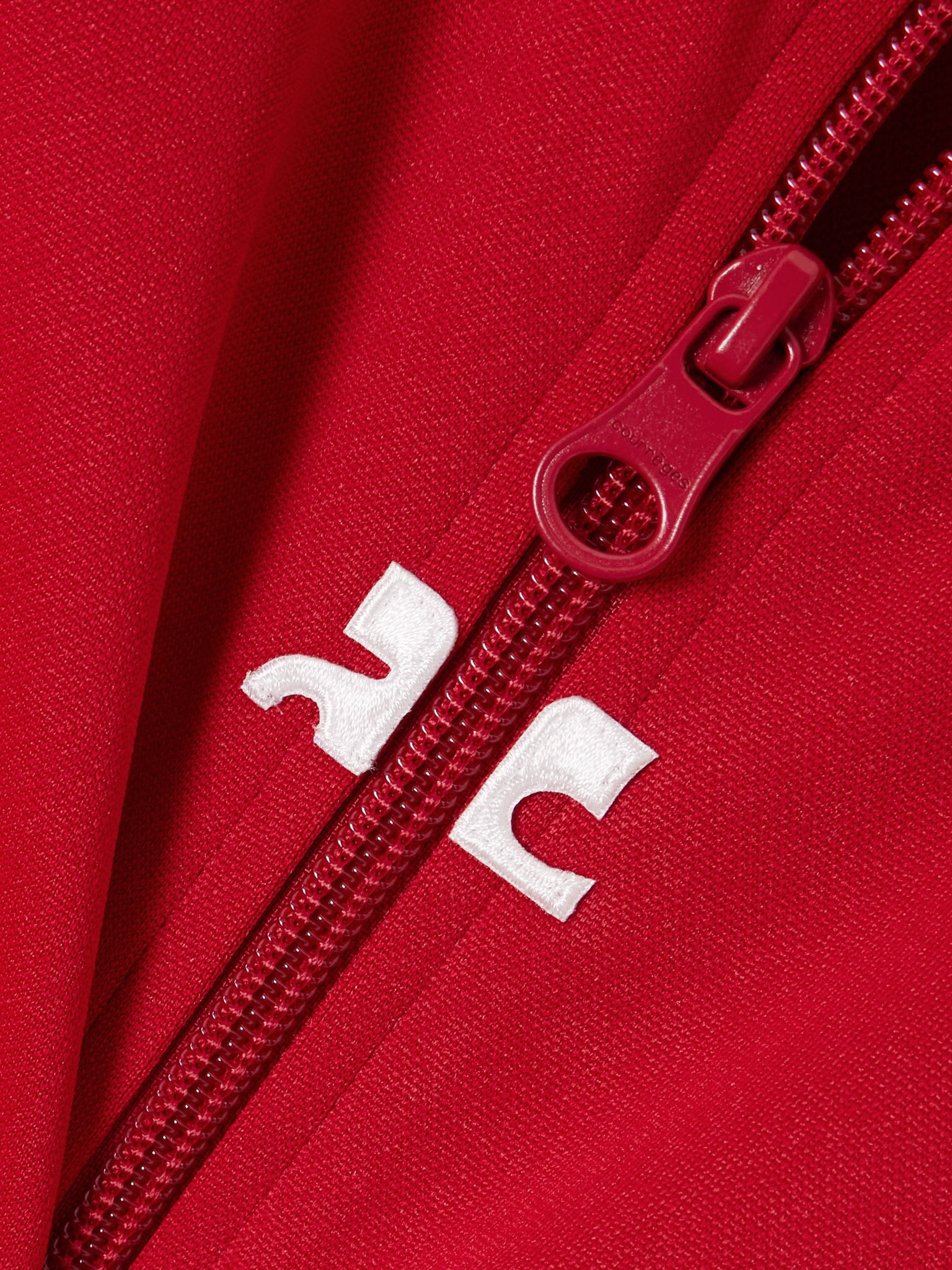 Embroidered jersey zip-up T-shirt Red - 5