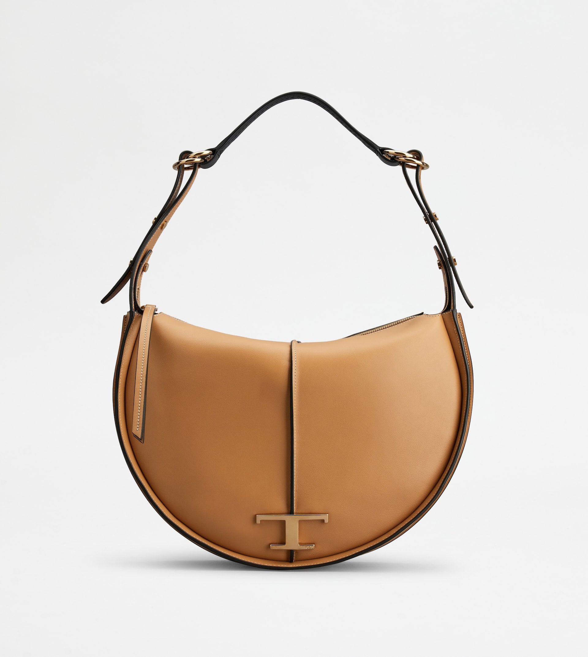 T TIMELESS HOBO BAG IN LEATHER MEDIUM - BROWN - 1