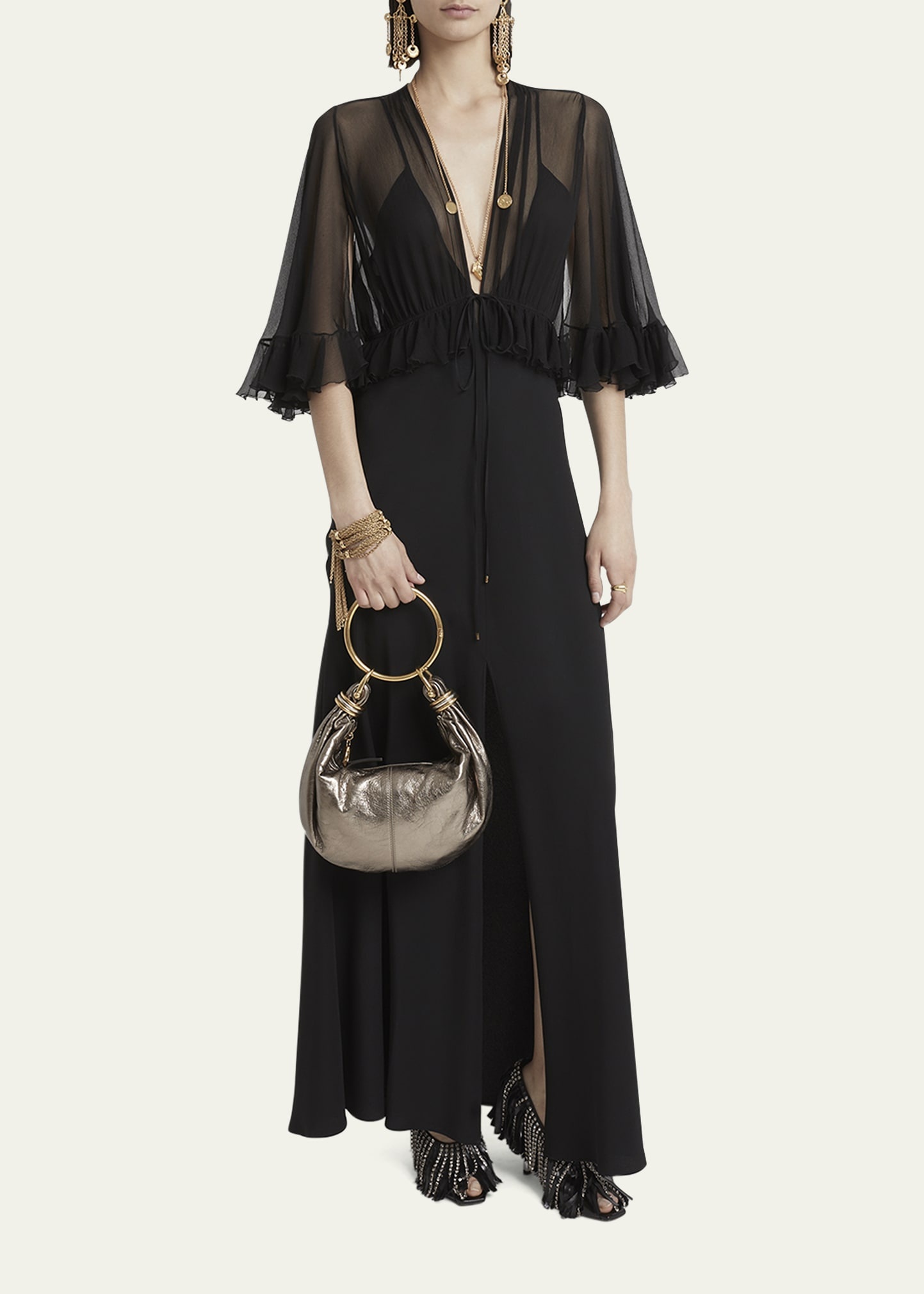 Bracelet Top-Handle Bag in Metallic Calfskin - 6