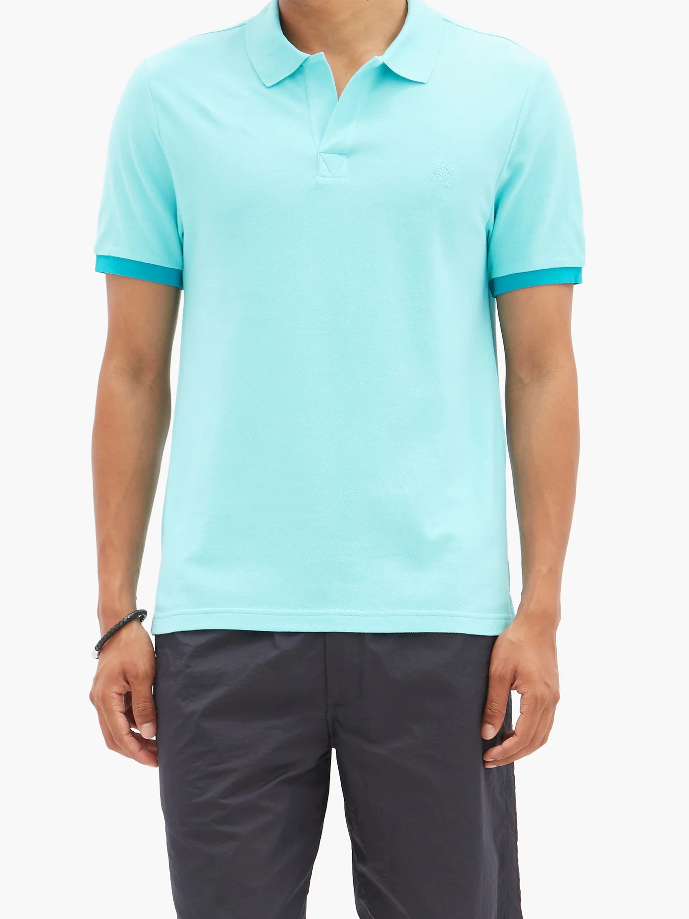 Palatin two-tone cotton-piqué polo shirt - 6