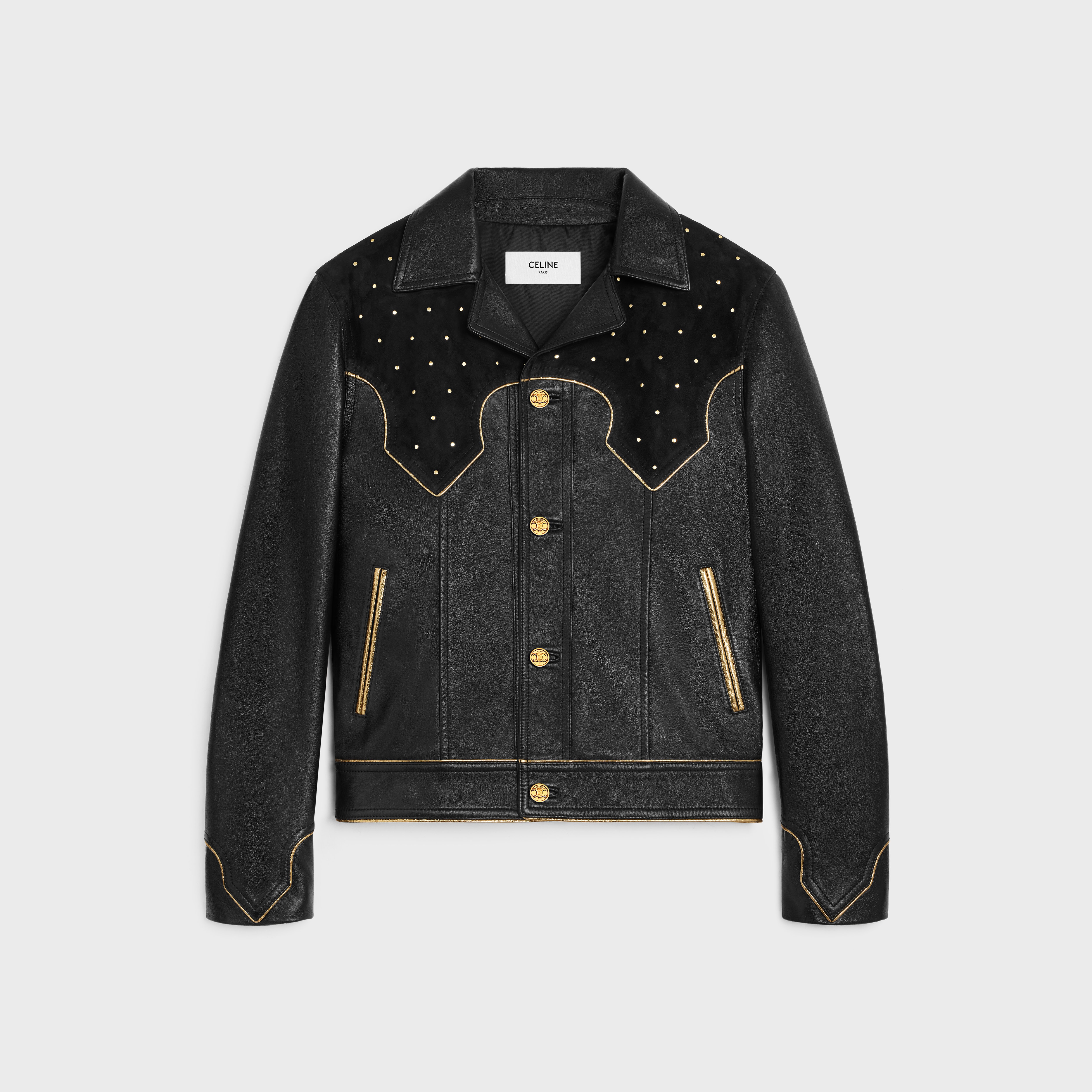 CELINE western blouson jacket with studs in soft lambskin | REVERSIBLE