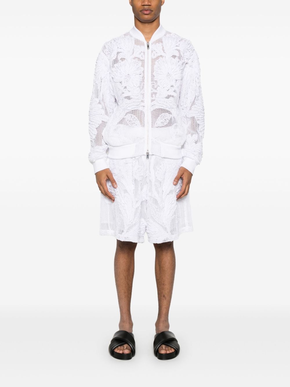 embroidered mesh bomber jacket - 2