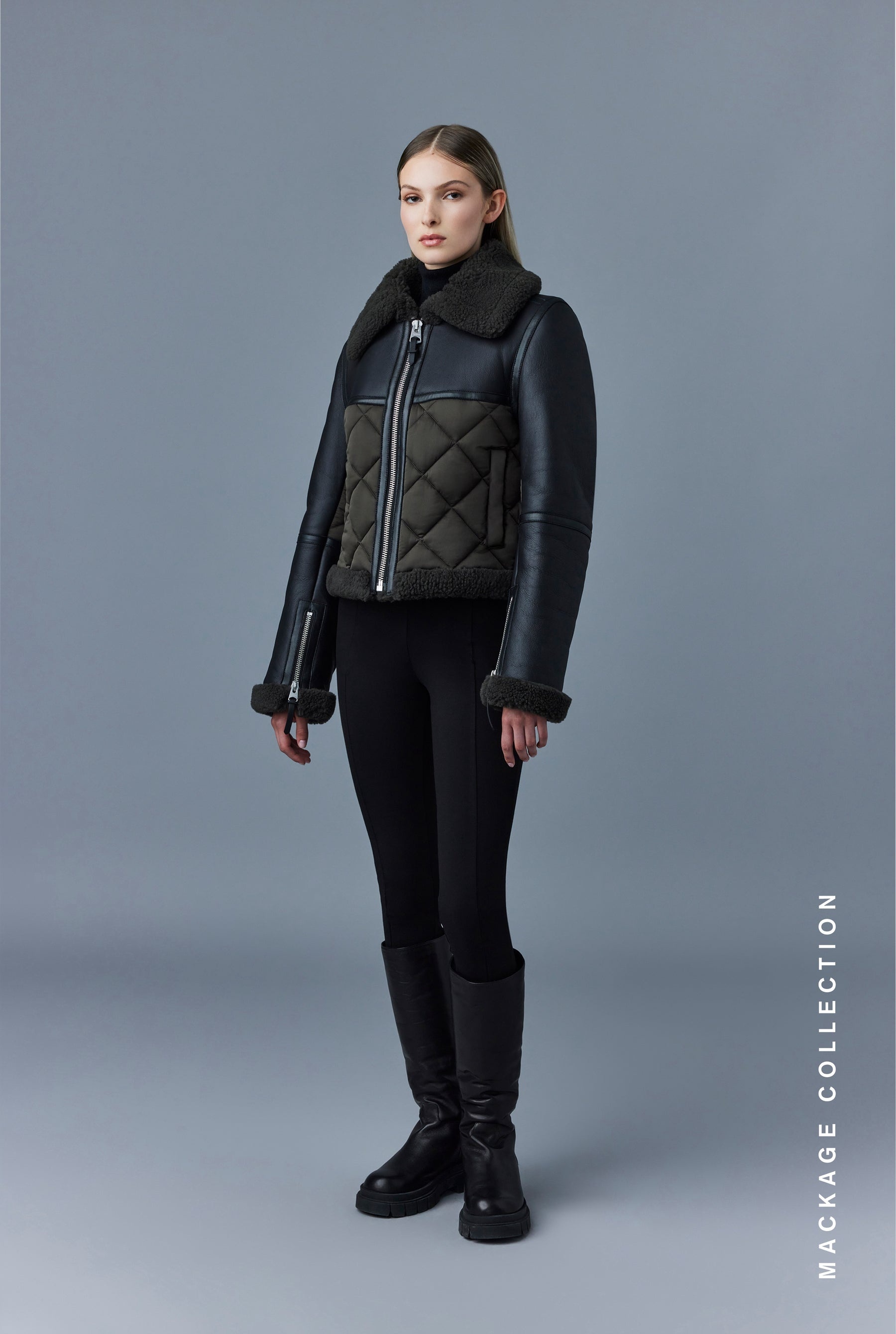 TULIP Quilted sheepskin jacket with shearling trim - 2