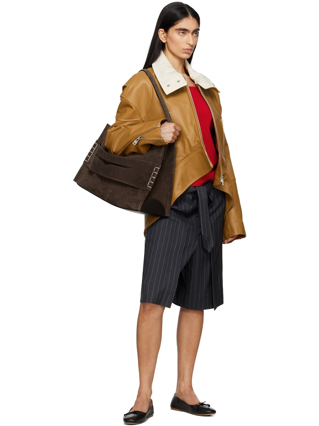 Brown Large Loafer Suede Bag - 4