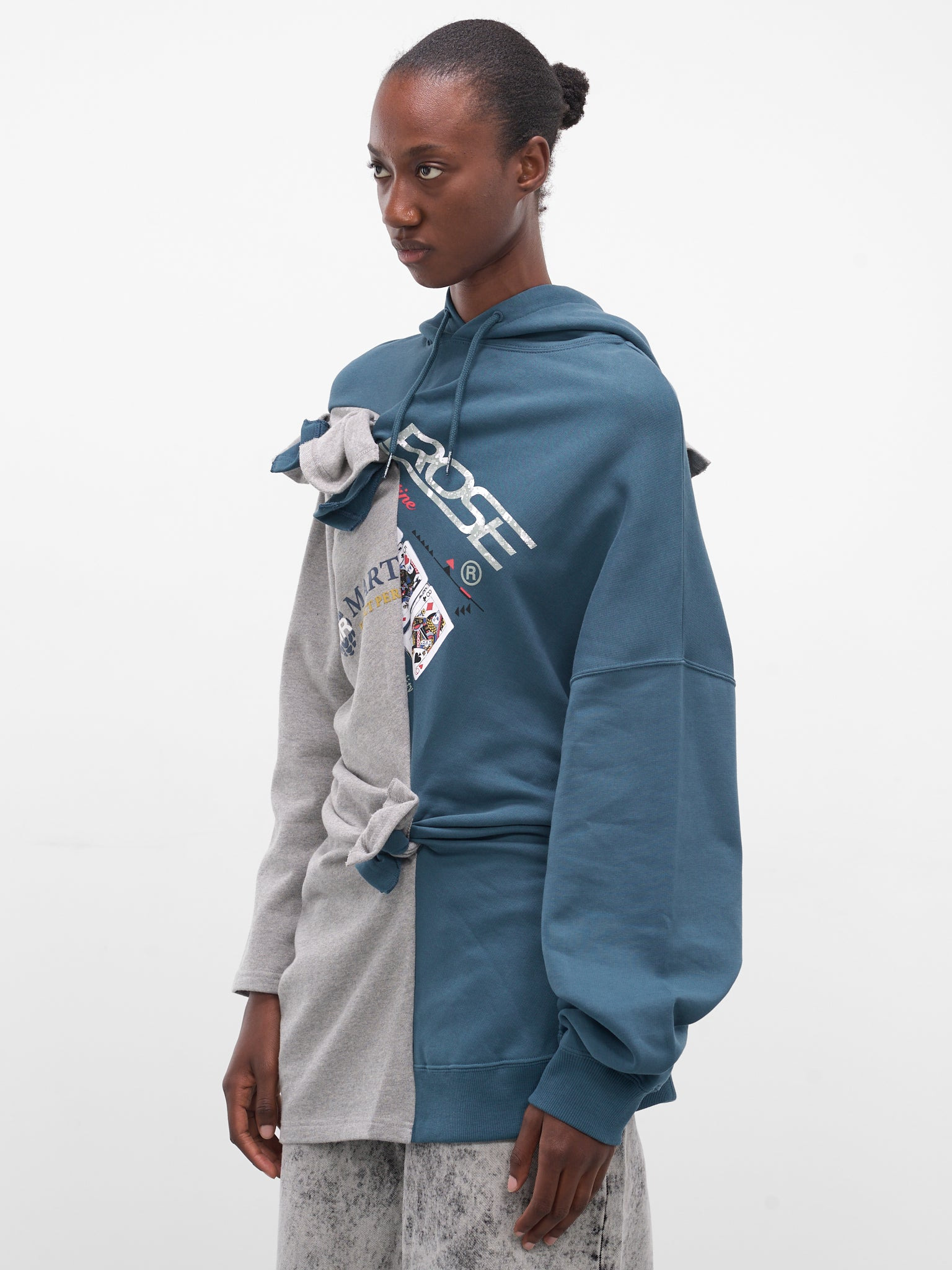 Asymmetric Deconstructed Two-Tone Hoodie - 2