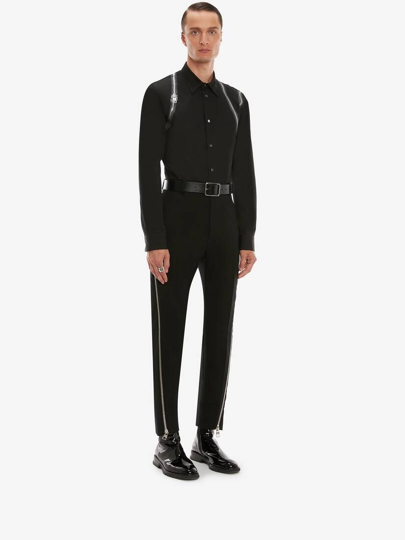 Zip Print Harness Shirt in Black/silver - 3