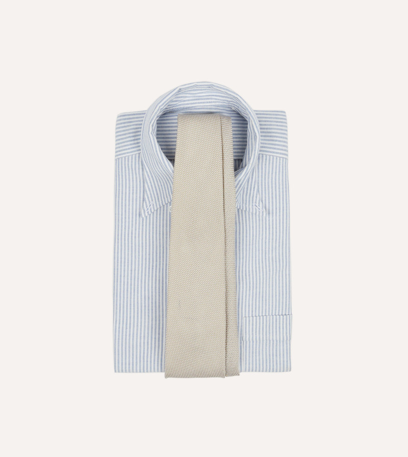 Drake's Ecru Fine Woven Grenadine Silk Hand Rolled Tie outlook