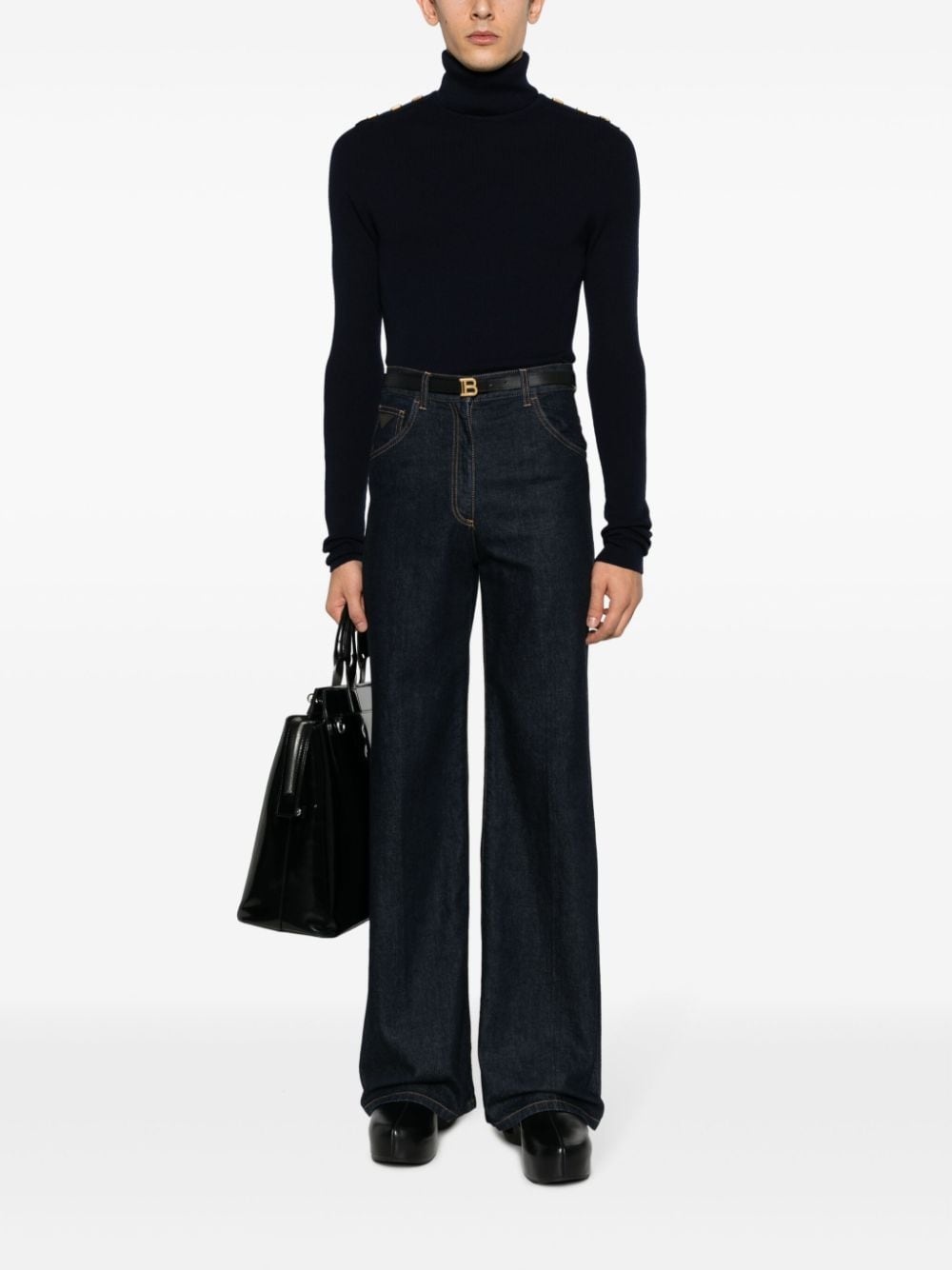 button-details merino-wool jumper - 2