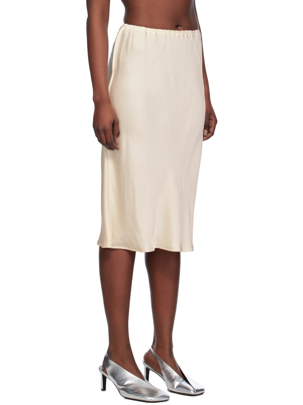 Beige Elasticized Midi Skirt - 2