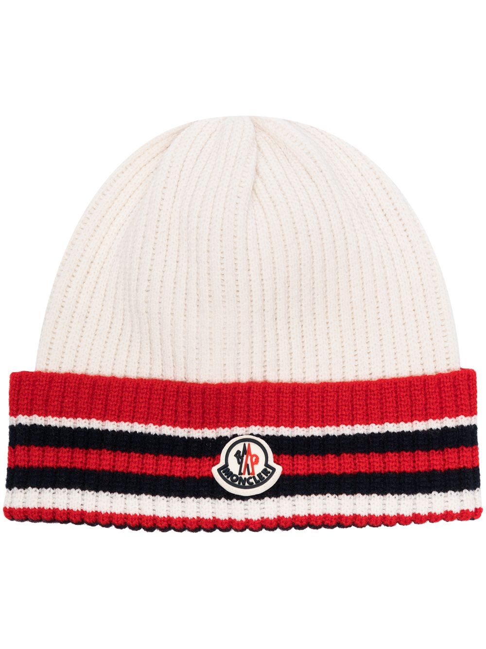 stripe-trim beanie - 1