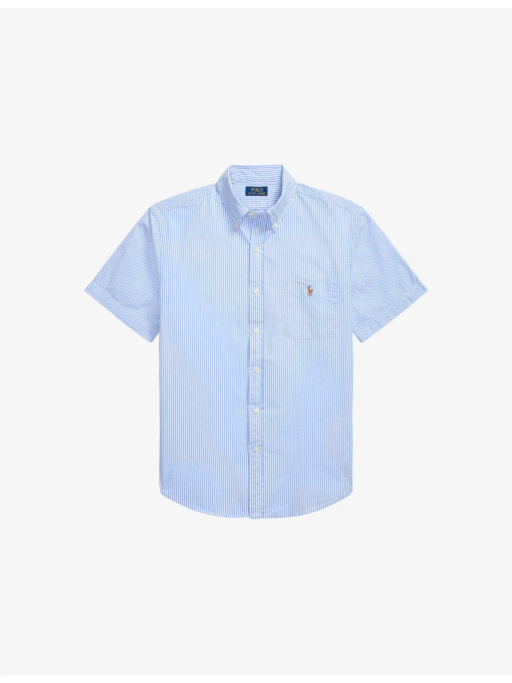 Logo-Embroidered Seersucker Cotton Shirt - 1
