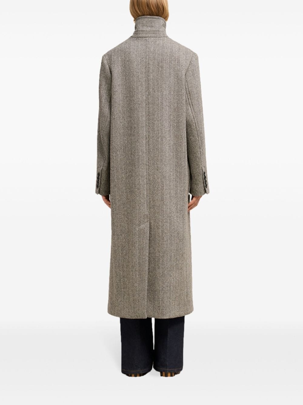high-neck wool coat - 4