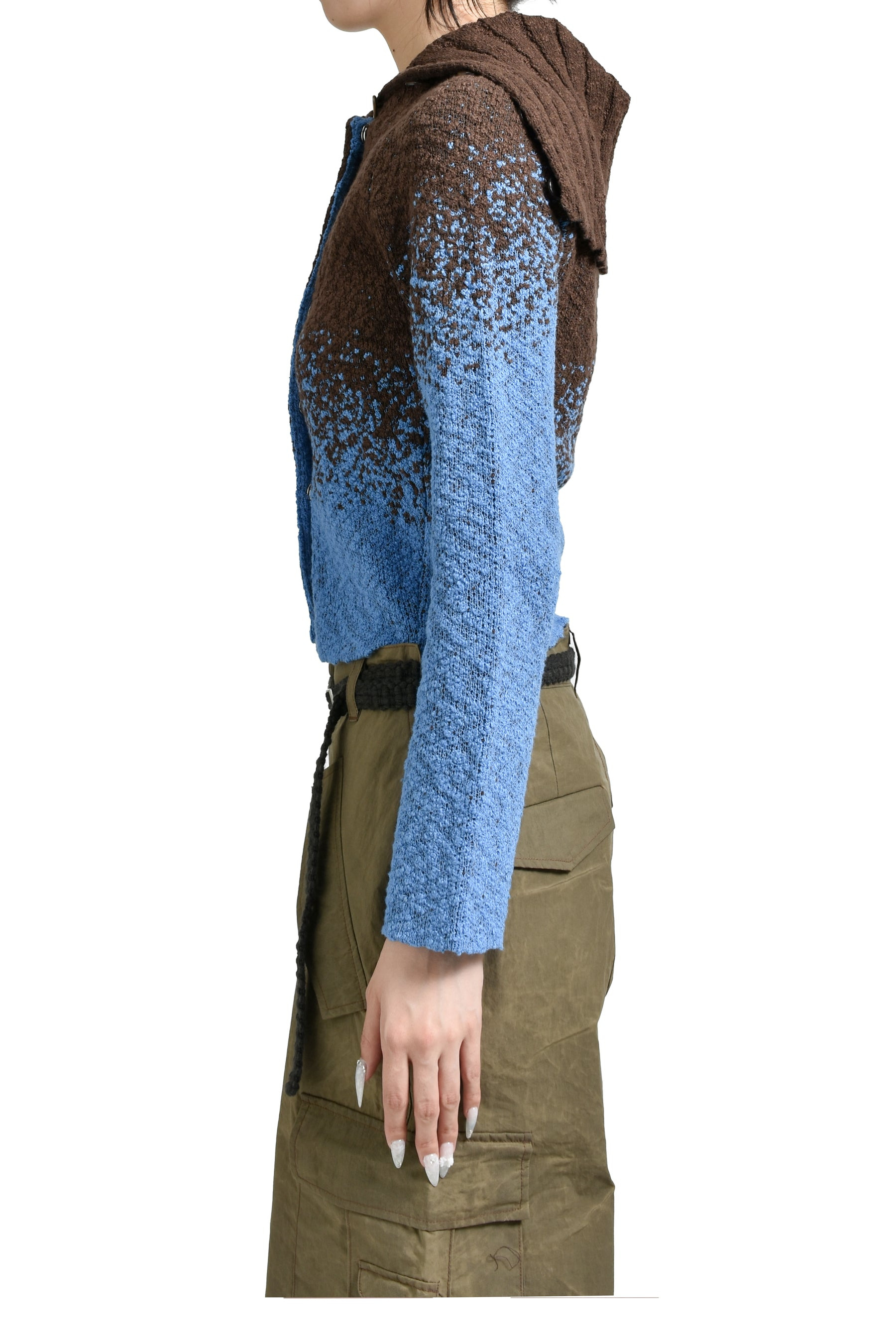 FLOW JAQUARD SHORT CARDIGAN / BLU - 3