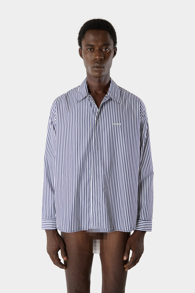 OVER SHIRT / blue & white stripes 3