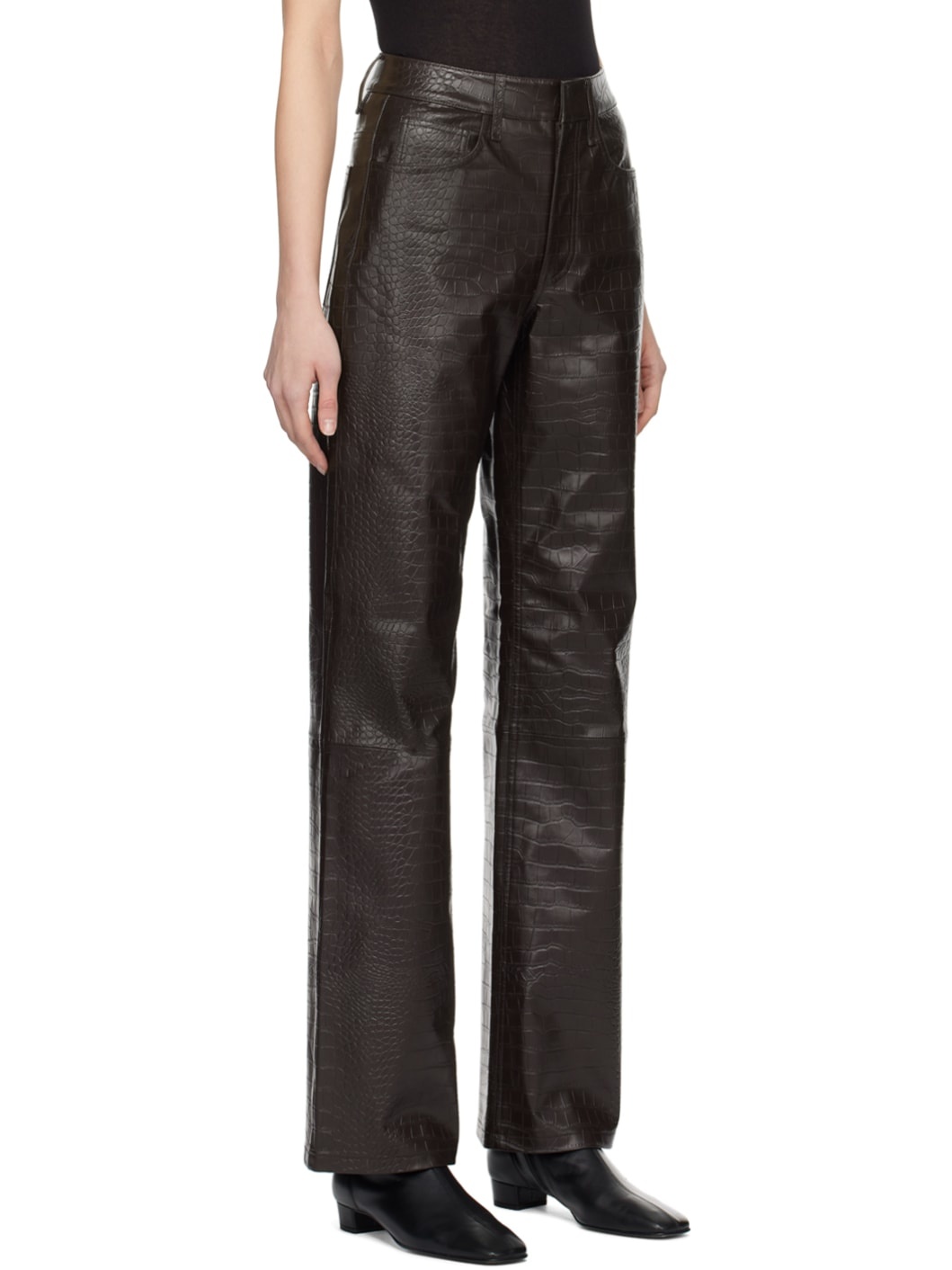 Brown Bonnie Faux-Leather Trousers - 2