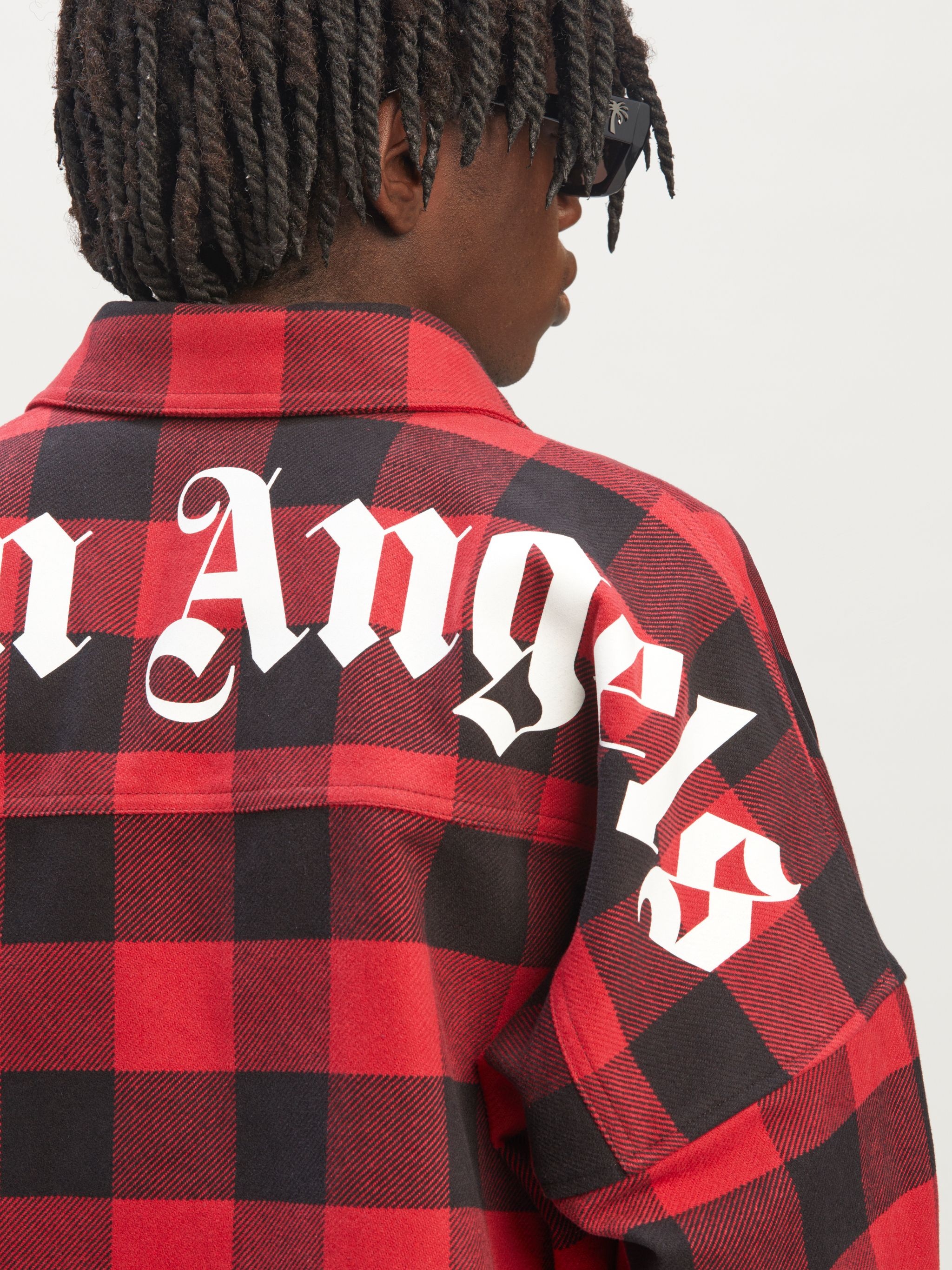 logo-print plaid-check shirt - 6