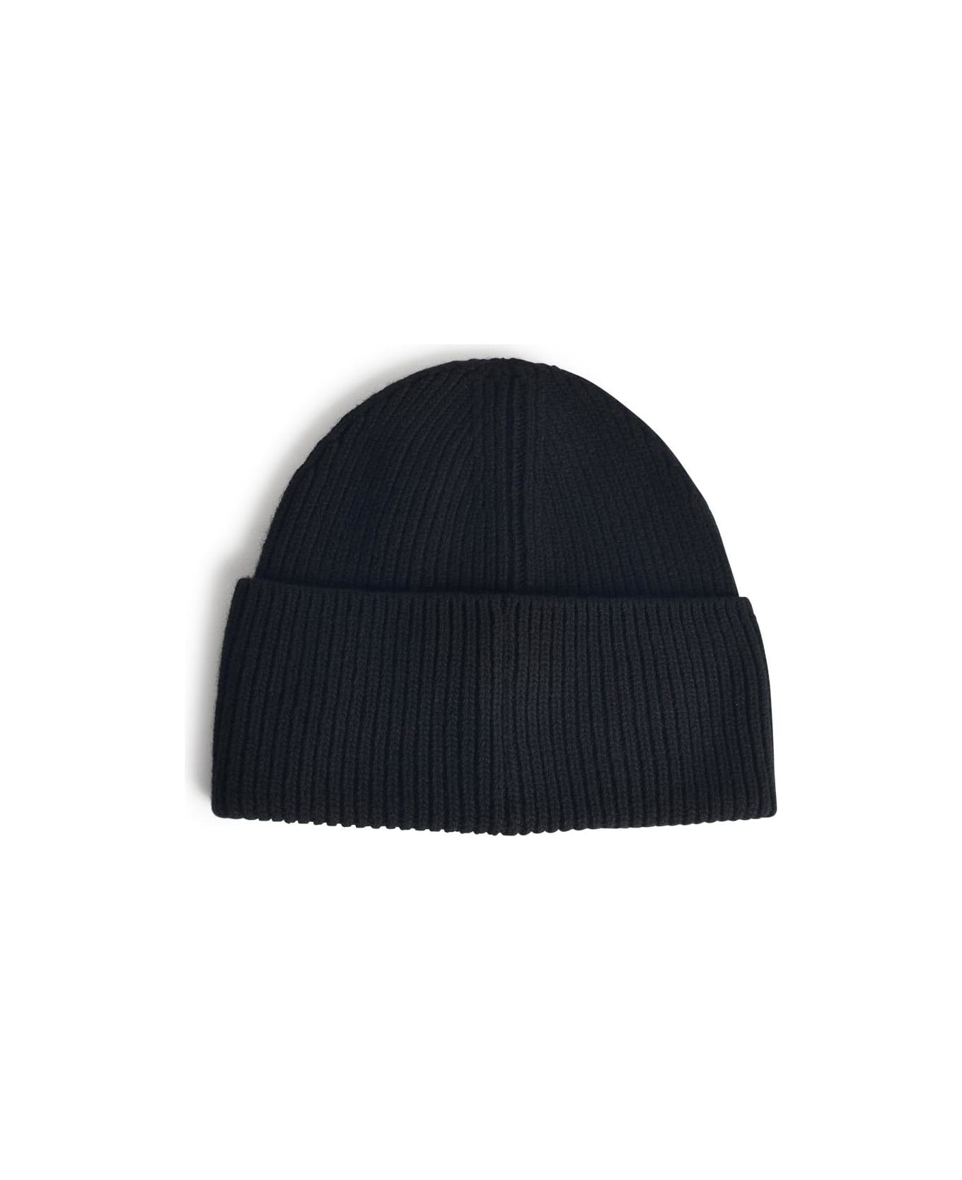 Black Virgin Wool Beanie - 2