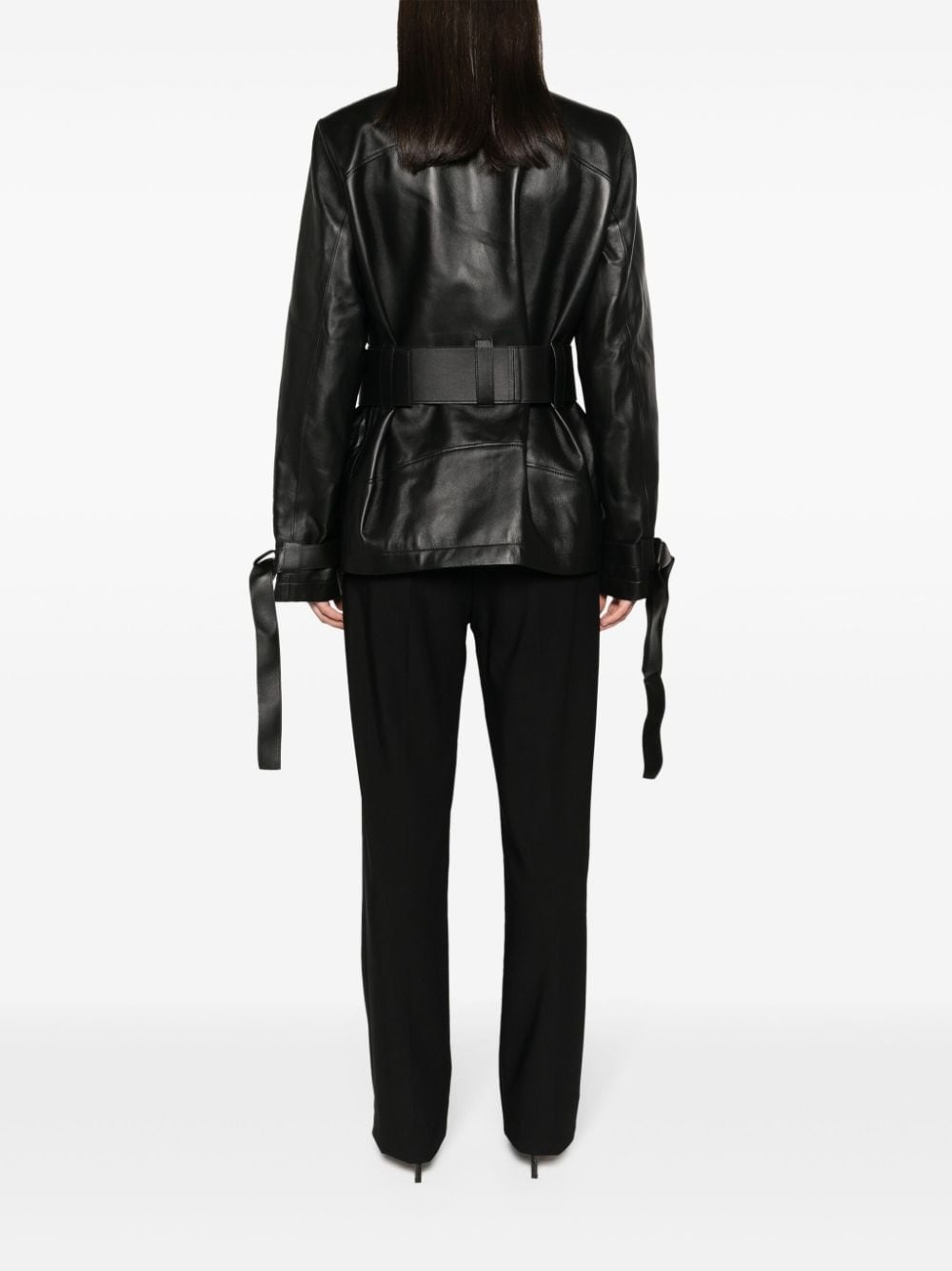Co Cargo belted leather jacket - 4