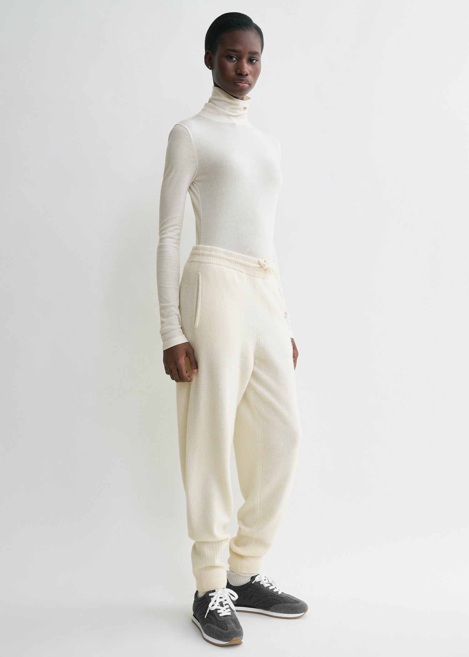 High-neck rib top winter white - 3