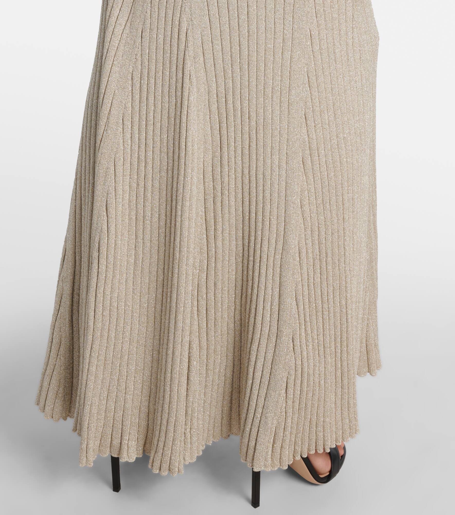 Ribbed-knit halterneck lamé maxi dress - 6