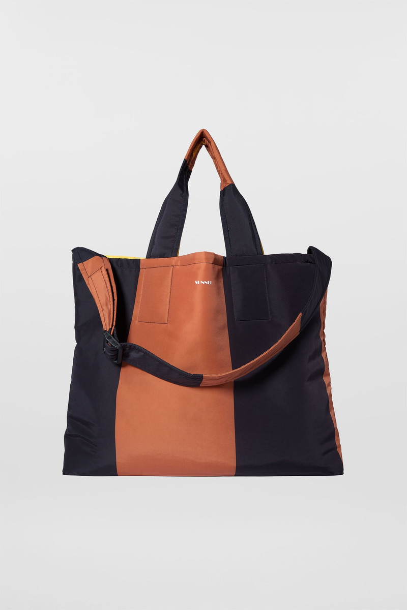 EVERYDAY REVERSIBLE BAG / tan brown & black stripes 1