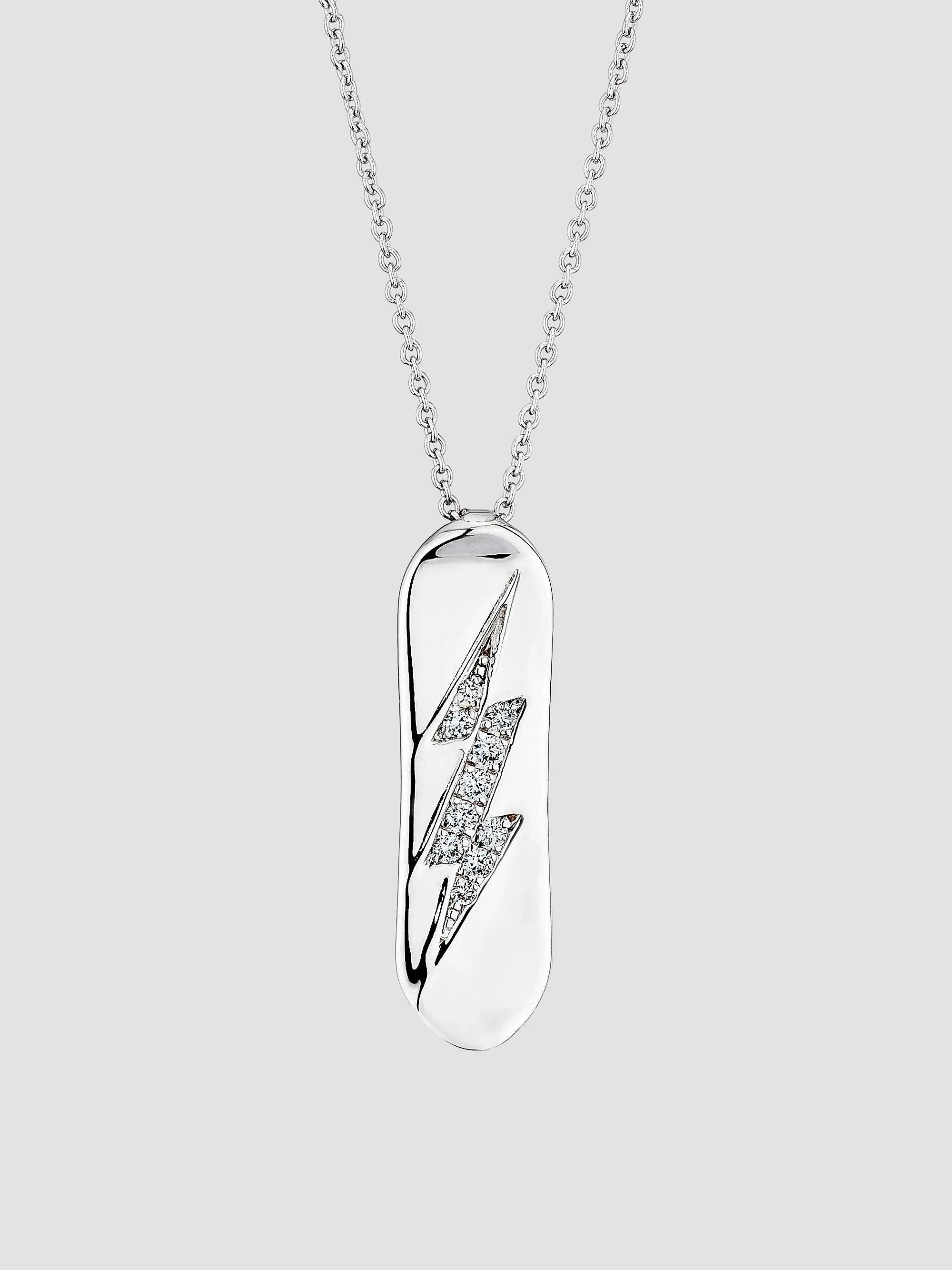 Women's 18K White Gold & 0.09 TCW Diamond Snowboard Pendant Necklace - White Gold - 1