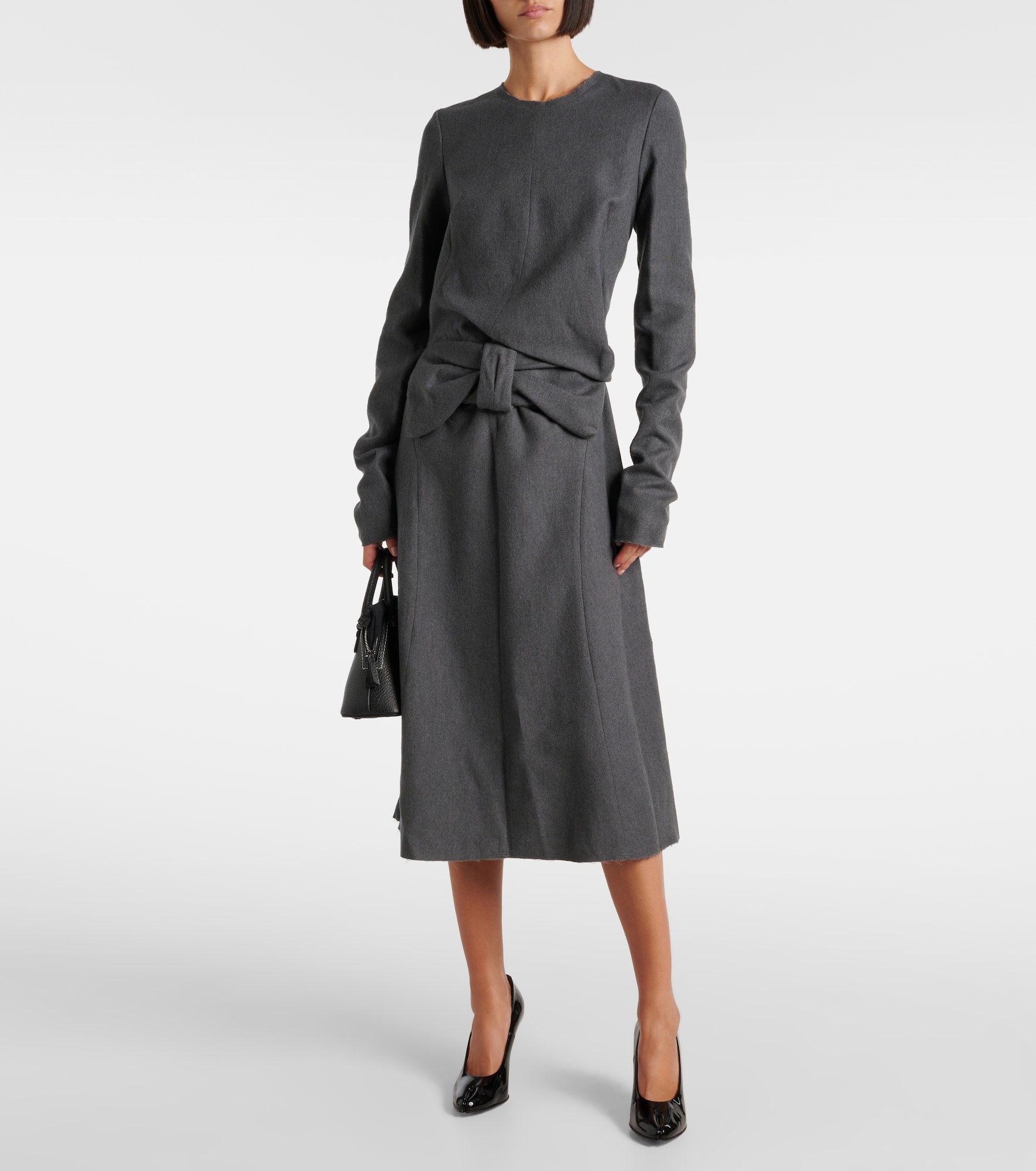 Gathered cotton and wool midi dress - 2