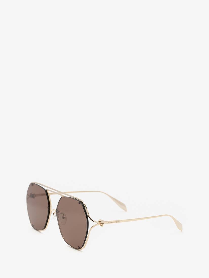 Skull Hinge Geometrical Sunglasses in Gold - 3