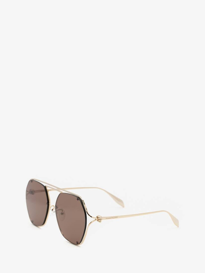 Skull Hinge Geometrical Sunglasses in Gold 3