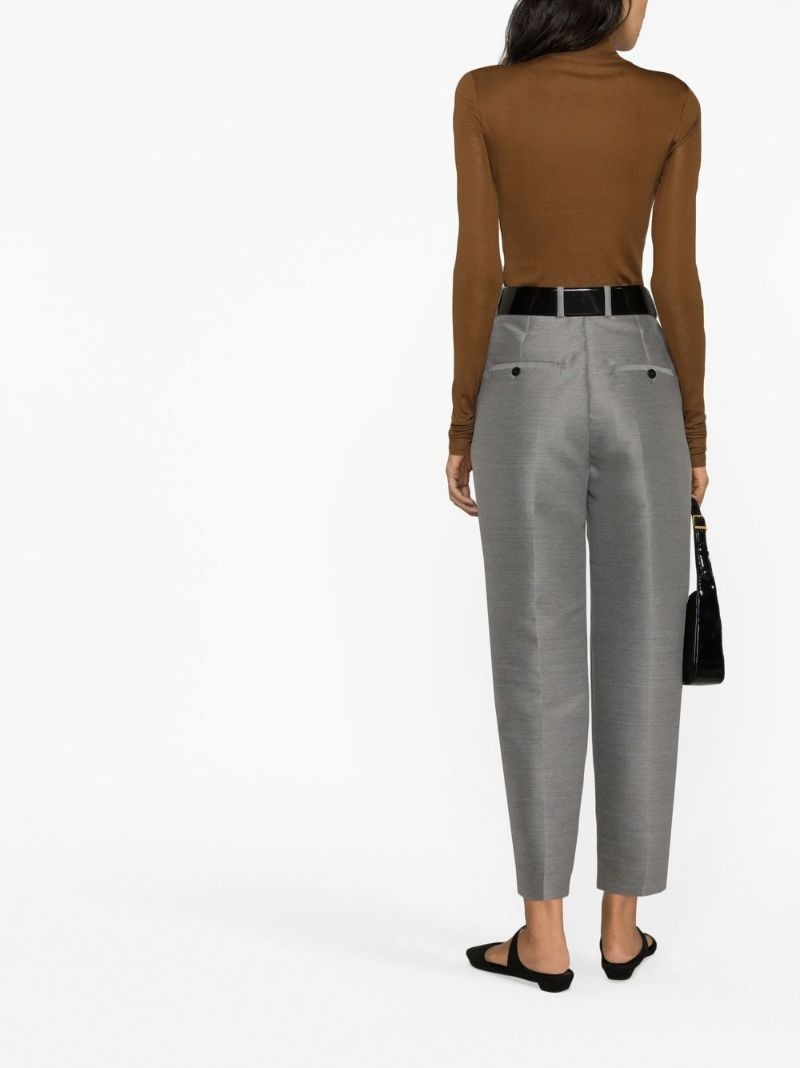 cropped pintuck trousers - 4