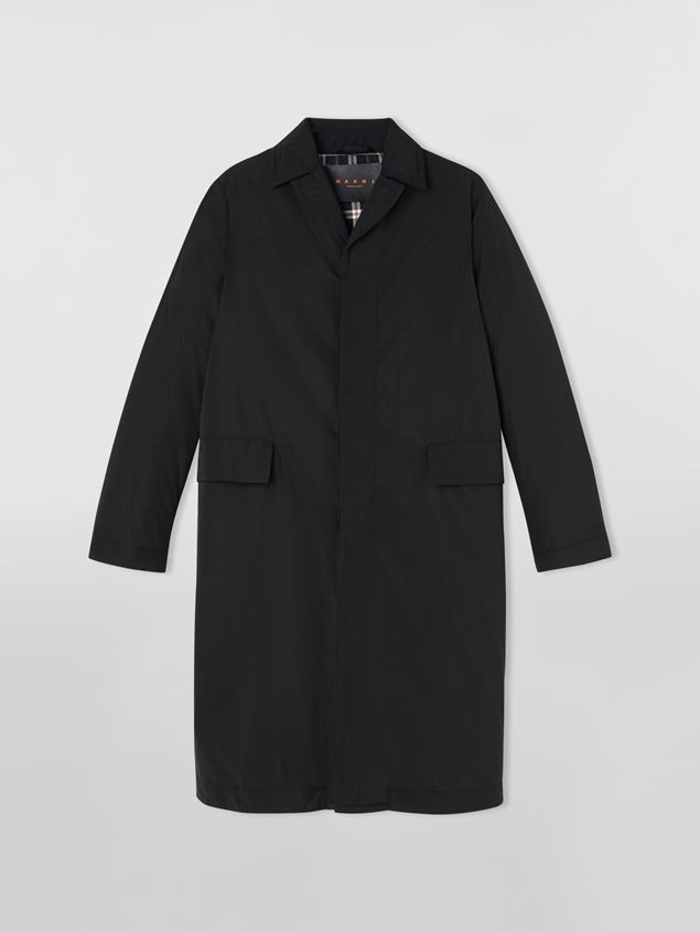 MICRO FAILLE LONG DOWN PARKA WITH REMOVABLE LEATHER BELT - 1