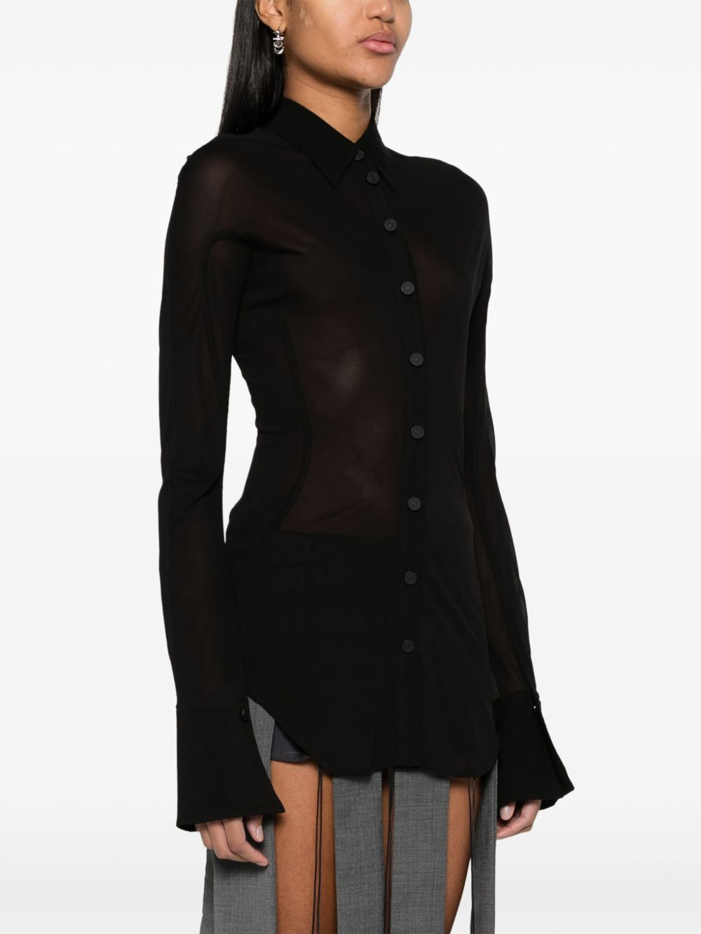 semi-sheer jersey shirt - 3