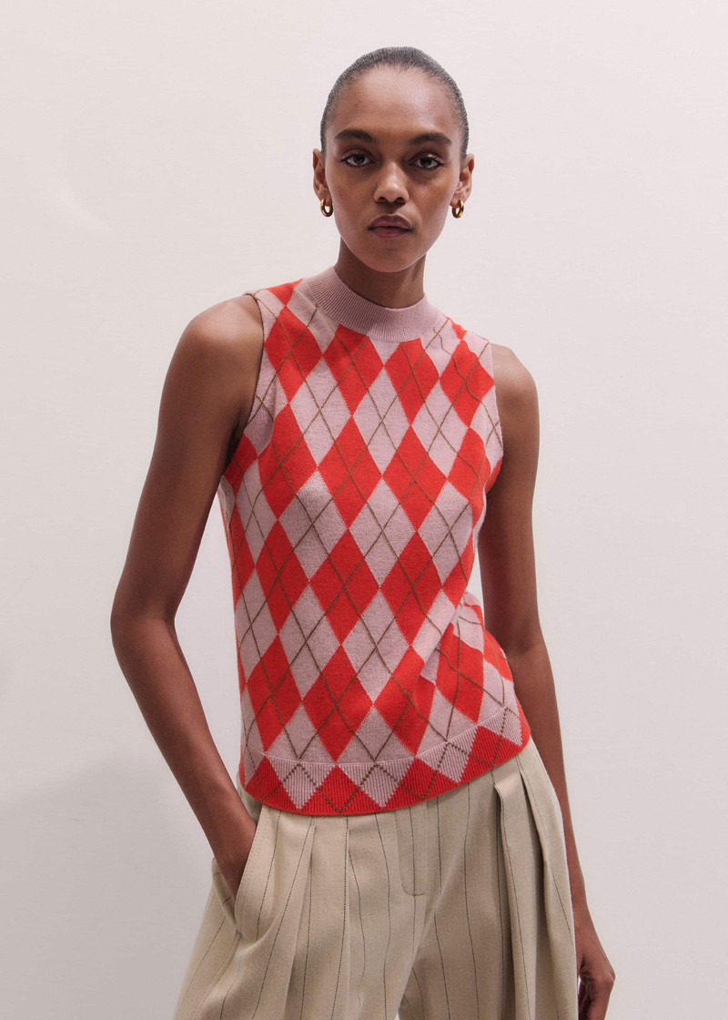 Argyle Slim Knit Vest - 1